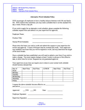 Alternative Work Schedule Policy Form