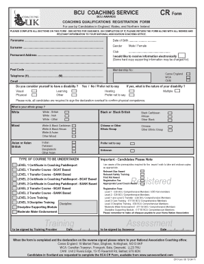BCU Coaching Qualifications Registration Form