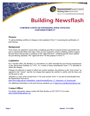 Queensland Swimming Pool Fencing Certification Form