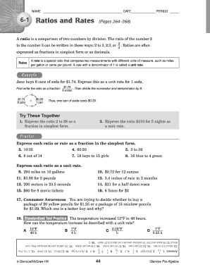 Math Worksheet Ratios and Rates