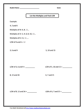 LCM Worksheet