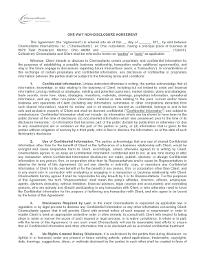 One Way Non-Disclosure Agreement