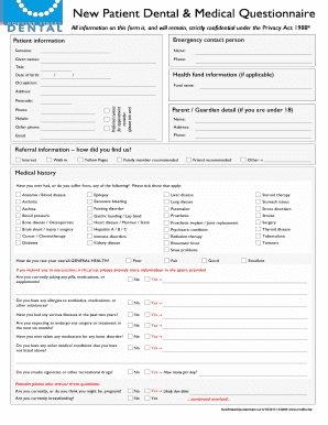 New Patient Dental & Medical Questionnaire
