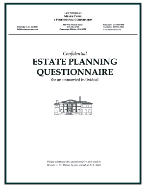 Estate Planning Questionnaire for Unmarried Individual