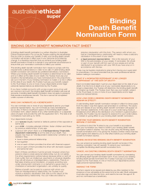 Australian Ethical Binding Death Benefit Nomination Form