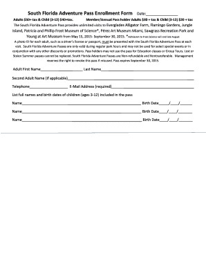 South Florida Adventure Pass Enrollment Form