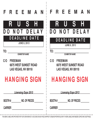 Freeman Exhibitor Shipping Label