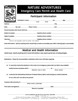Emergency Care Permit and Health Card