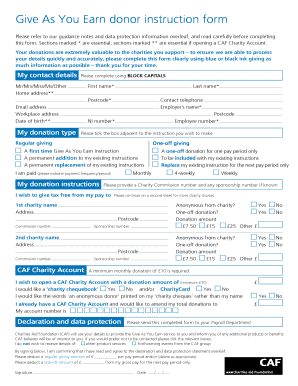 Give As You Earn Donor Instruction Form