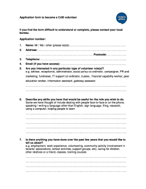 Citizens Advice Bureau Volunteer Application Form