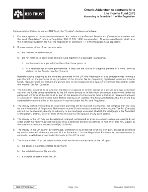 Ontario Life Income Fund Addendum