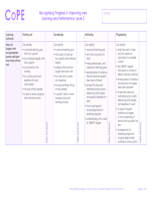 Level 2 Learning and Performance Progress Tracker