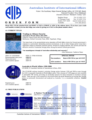 Australian Institute of International Affairs Order Form
