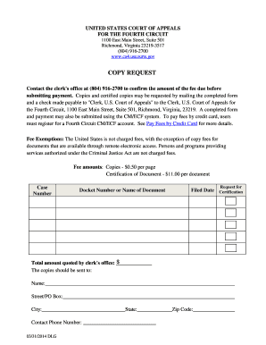 US Court of Appeals Copy Request Form