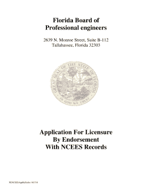 Florida Professional Engineer Licensure Application