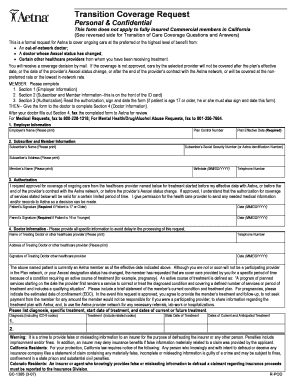 Aetna Transition of Care Coverage Request Form