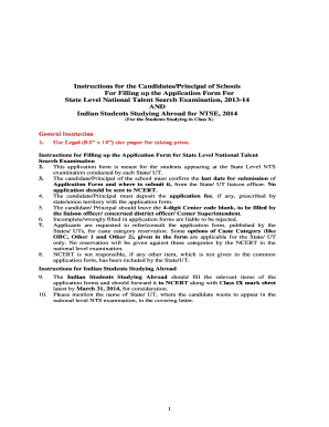 National Talent Search Examination Application Form