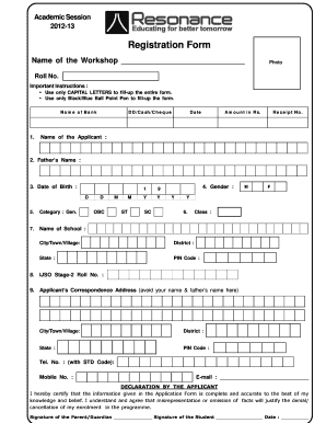 Academic Session Registration Form