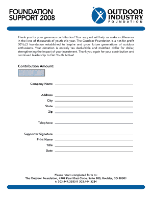 Outdoor Foundation Donation Form