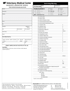 Veterinary Lab Test Request Form