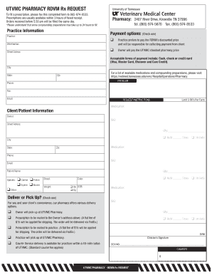 UTVMC Pharmacy RDVM Rx Request
