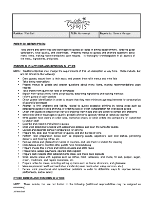 Wait Staff Job Description