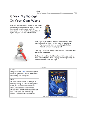 Greek Mythology Research Assignment