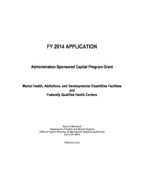 Bond bApplicationb FY141 - DHMH