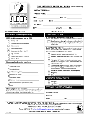 Sleep Apnea Testing Referral Form