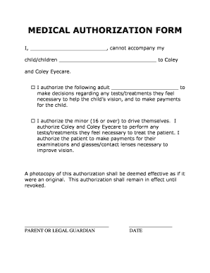 Medical Authorization Form