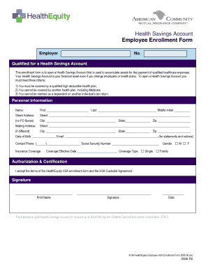 Health Savings Account Employee Enrollment Form