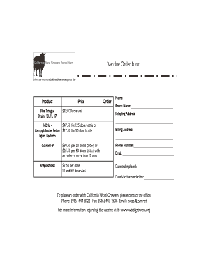 Vaccine Order Form