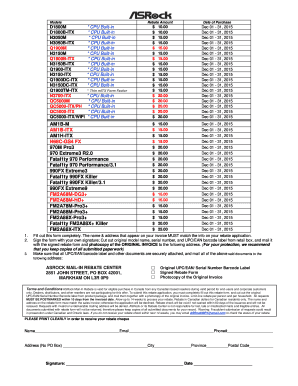 ASRock Canada Mail-In Rebate Form