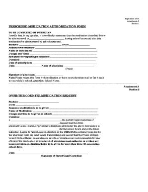 Prescribed Medication Authorization Form