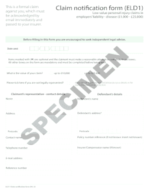 UK Employers' Liability Disease Claim Notification Form