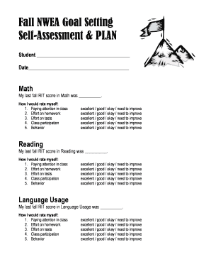 Fall NWEA Goal Setting Form
