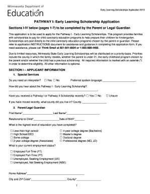 Early Learning Scholarships Application