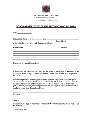 Donor-Advised Fund Grant Recommendation Form