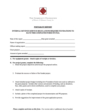 Postgrant Report Form