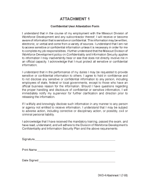 Confidential User Attestation Form