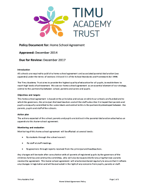 Home School Agreement Form
