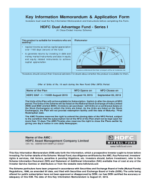 HDFC Dual Advantage Fund Application Form