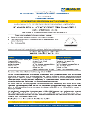 LIC Nomura Mutual Fund Application Form