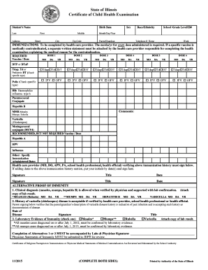Illinois Child Health Examination Certificate