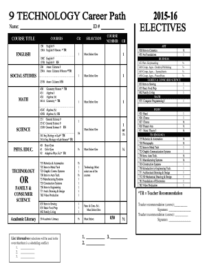 High School Course Selection Form