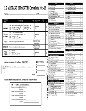 High School Course Selection Form
