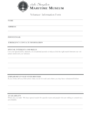 Volunteer Information Form