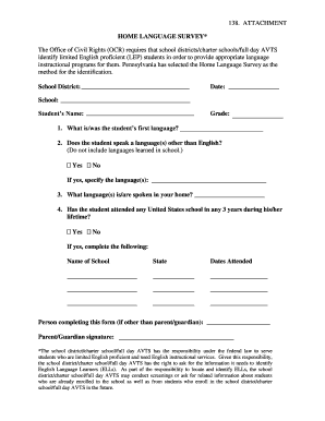 Home Language Survey Form