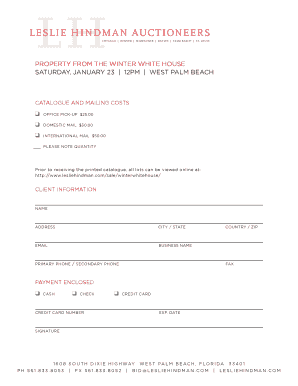 Auction Catalogue Order Form