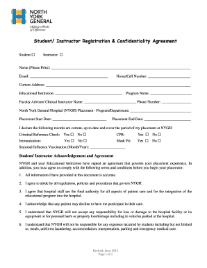 Student/Instructor Registration & Confidentiality Agreement